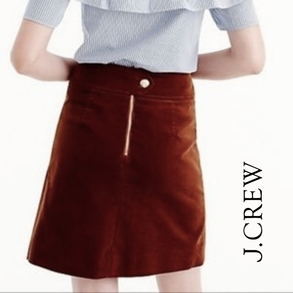 Sz 2 J.Crew Rust Brown Corduroy Mini Skirt